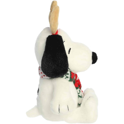 Left side profile thumbnail of the sitting Reindeer Snoopy Christmas plush.