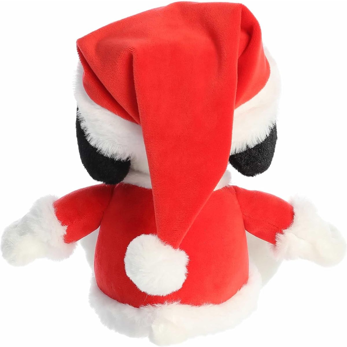 Rear view thumbnail of Santa Snoopy plush #40520 showing back of red Santa coat and hat pom-pom.