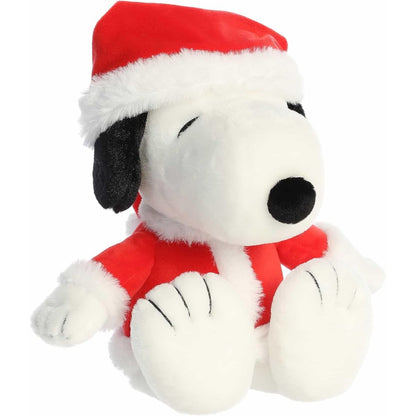 Front view thumbnail of sitting Santa Snoopy 12-inch stuffed animal plush #40520.