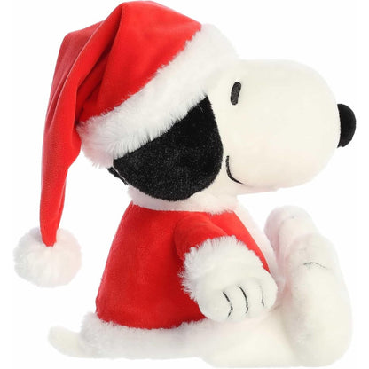 Side profile view thumbnail of sitting Santa Snoopy 12-inch plush stuffed animal #40520.