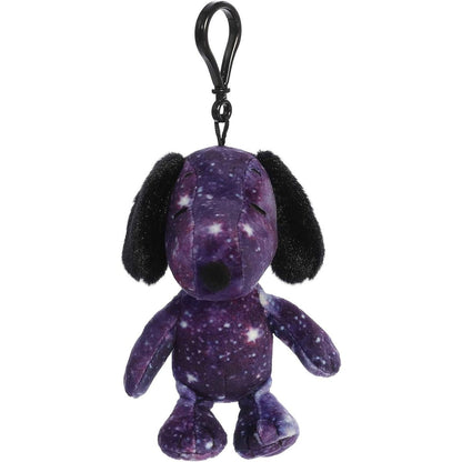 Front view thumbnail of sitting Snoopy plush keychain #40488 with black clip.