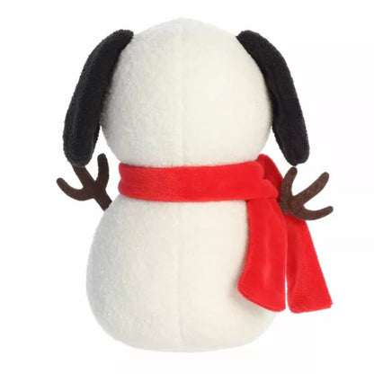 Rear view thumbnail of Snowman Snoopy plush #40521 showing back of red scarf and black ears.