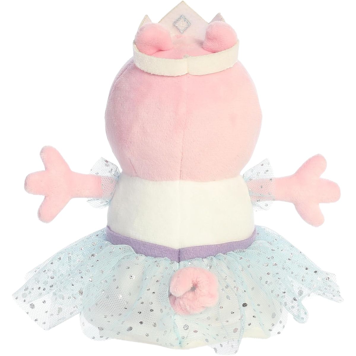 Rear view thumbnail showing Princess Peppa Pig's pink curly tail behind her sparkly blue tutu skirt.