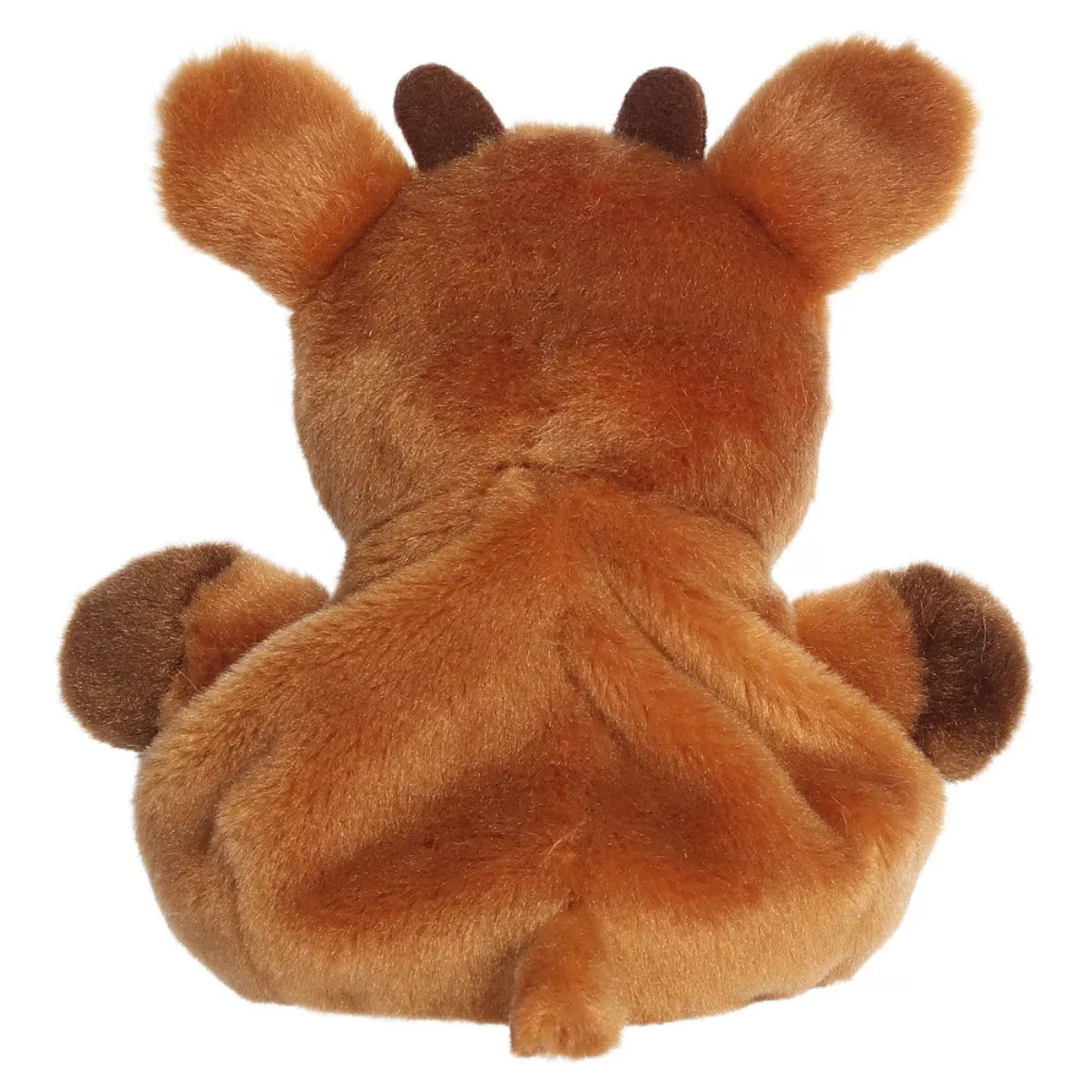 Back view of Aurora Rudolph 5-inch plush highlighting honey-brown fur, perked ears, and plush antlers.