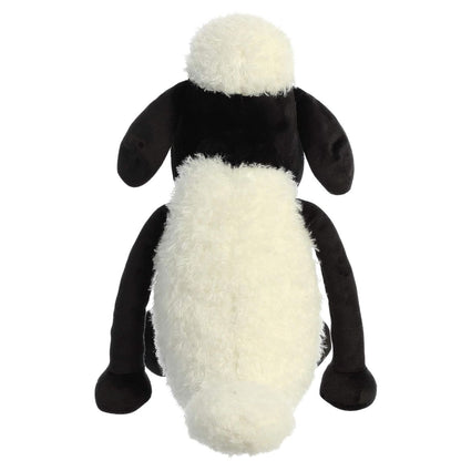 Rear view thumbnail showing the fluffy white fleece back, floppy ears, and white tail of Shaun the Sheep.