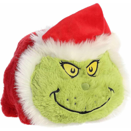 Aurora Spudsters Dr. Seuss Santa Grinch 9-inch potato-shaped plush stuffed animal toy angled view.