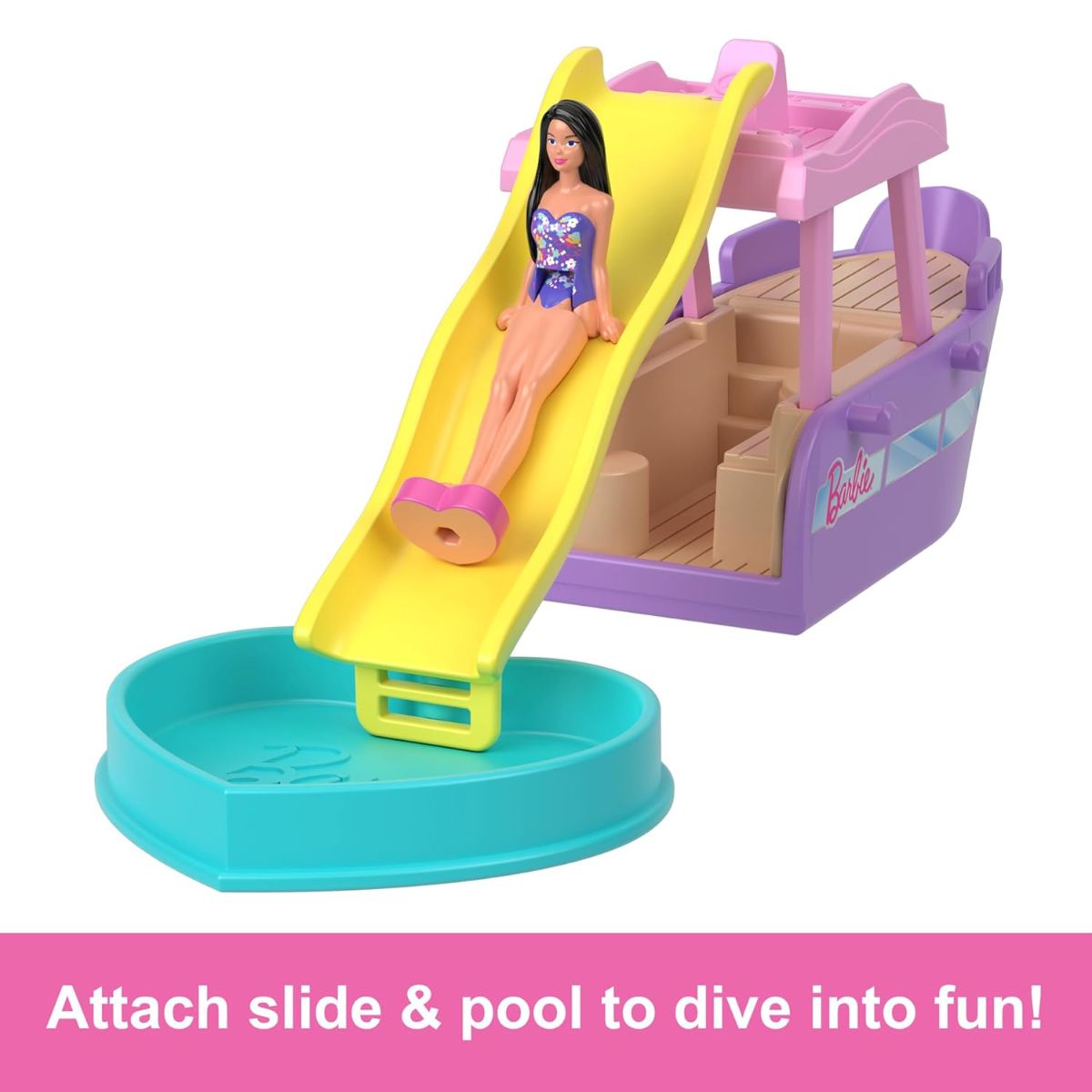Barbie Mini BarbieLand 1.5" Inch Doll With Color-Changing Dreamboat Boat Vehicle Set