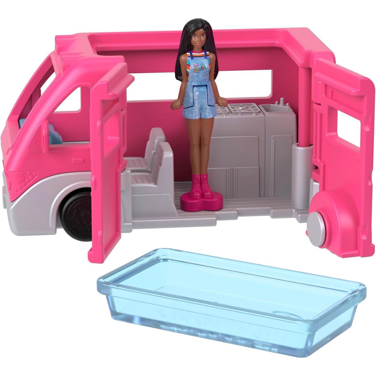 Barbie Mini BarbieLand 1.5" Inch Doll with DreamCamper & Color-Changing Pool Vehicle Set