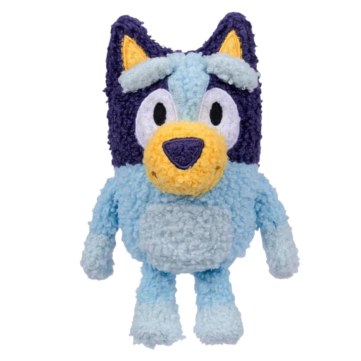 Front view of Bluey Friends Fuzzy Bluey 8-inch stuffed animal plush.