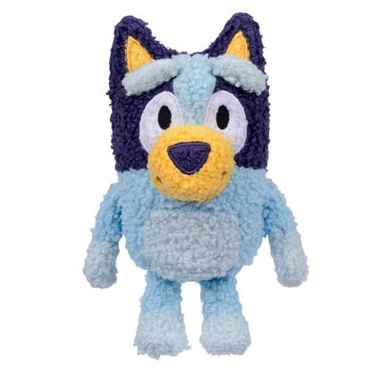 Front view of Bluey Friends Fuzzy Bluey 8-inch stuffed animal plush.