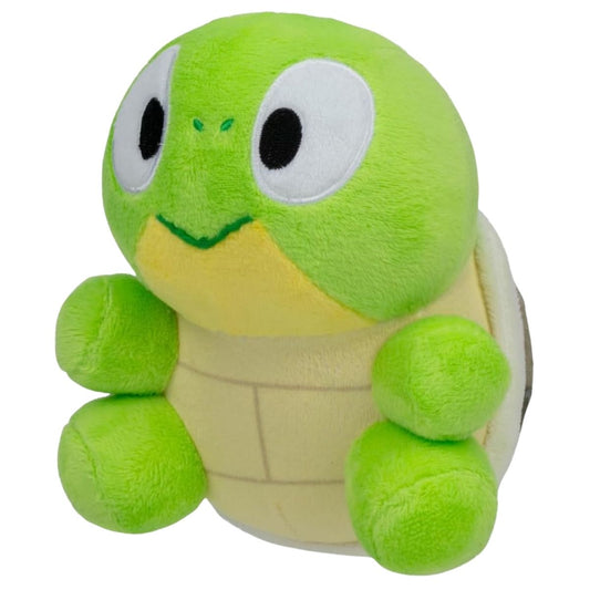 Three-quarter sitting view of Bluey Friends Turtleboy 6-inch stuffed animal plush.