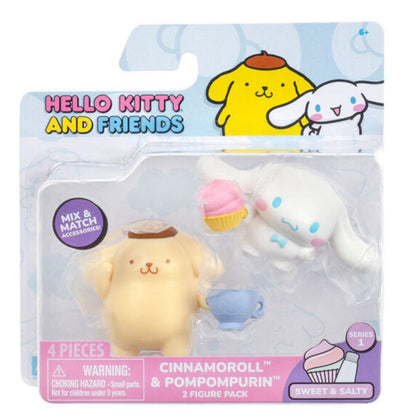 Hello Kitty® and Friends 2 Inch Figure Sweet & Salty 2 Figure Pack, Pompompurin & Cinnamoroll