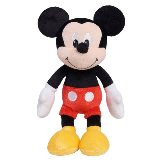 Disney Junior Mickey Mouse 9-inch plush stuffed animal toy wearing classic red shorts and yellow shoes.