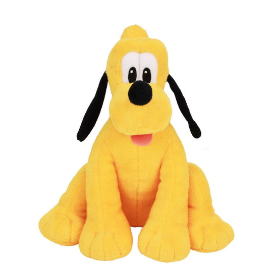 Disney Junior Pluto 9-inch bean plush stuffed animal toy sitting upright with green collar.