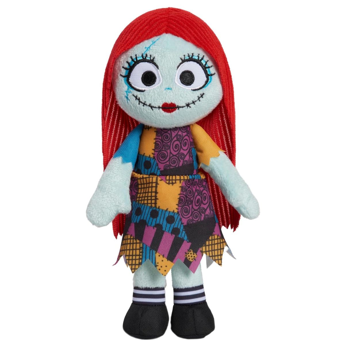 Disney The Nightmare Before Christmas Sally 8.5-inch plush stuffed animal toy in patchwork dress.