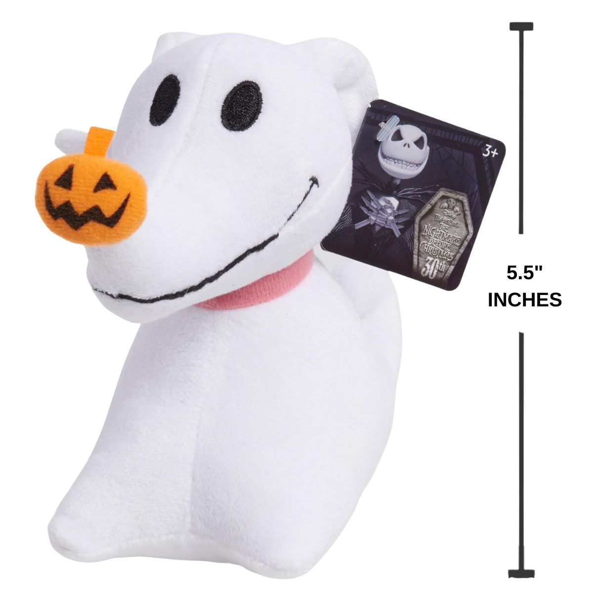 Side view of Disney Zero 5.5-inch plush toy with height scale indicator.