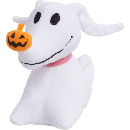 Disney The Nightmare Before Christmas Zero 5.5-inch plush stuffed animal toy with orange pumpkin nose.
