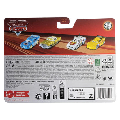 Back of card packaging thumbnail showing other Disney Pixar Cars 1:55 die-cast vehicle assortments.