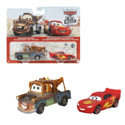 Disney Pixar Cars On the Road Road Trip Mater & Road Trip Mcqueen, 1:55 Scale Die-Cast Vehicles