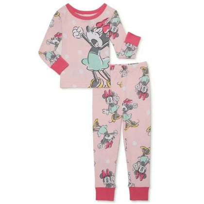 Minnie Mouse Ready for Bedtime 2 Piece Long Sleeve and Pants Toddler Snug Fit Girl Pajama Set, Sizes 2T-5T