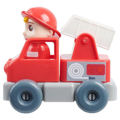 Cocomelon Build a Vehicle & Figure 4 Pack Set Includes JJ, TomTom, YoYo, & Cody