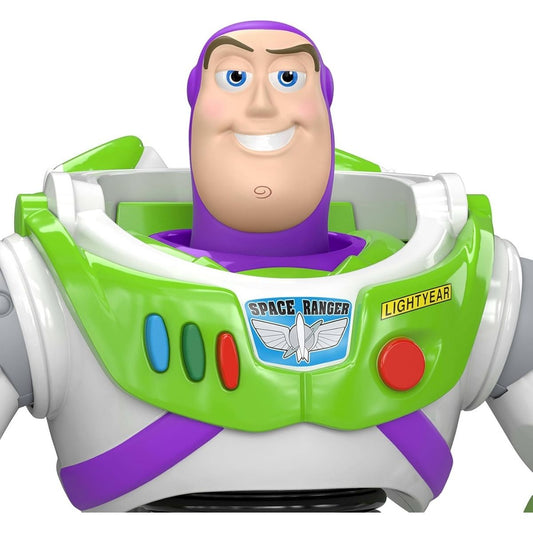 Close-up portrait view thumbnail of Buzz Lightyear figure showing detailed face sculpt, purple hood, and green suit trim.