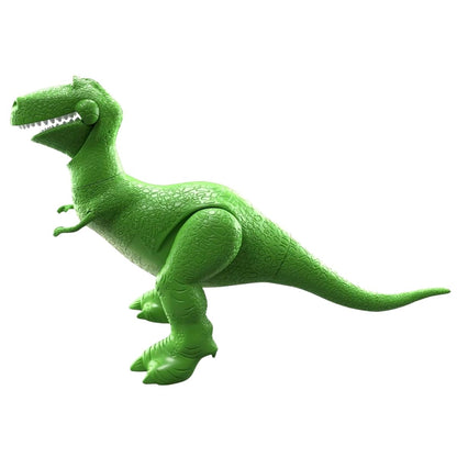 Side profile thumbnail displaying full head-to-tail length of the green Rex dinosaur figure.