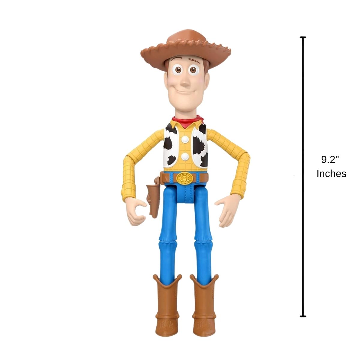 Full front view thumbnail of Woody action figure with 9.2-inch height measurement graphic indicator.