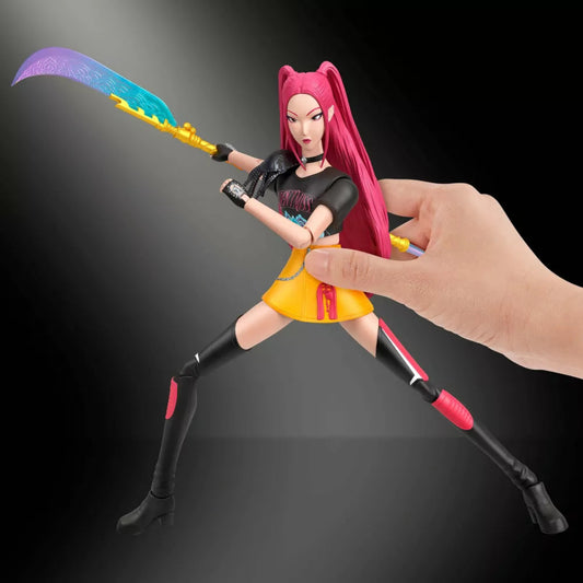 Hand posing Mira 6.2-inch action figure in a wide stance wielding Curved Moon Sword.