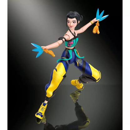 Zoey action figure executing a dynamic high-kick combat pose with Spirit Blades.