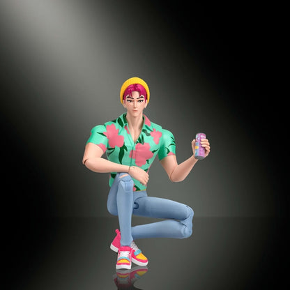 Abby action figure crouching while holding a mini soda can accessory.