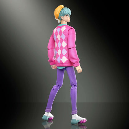 Back view thumbnail of Mattel K-Pop Demon Hunters Baby action figure showing pink argyle sweater and purple pants.