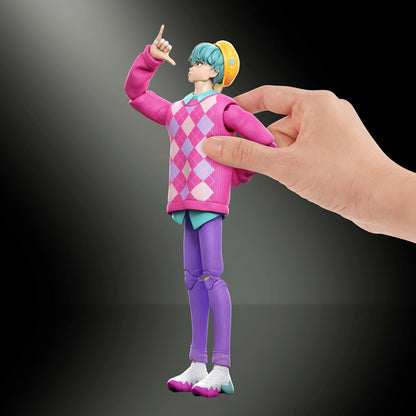 Mattel K-Pop Demon Hunters Baby 6-inch action figure in dynamic hand-assisted pose.
