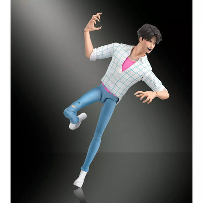 Jinu action figure performing an energetic stage dance pose on one leg.