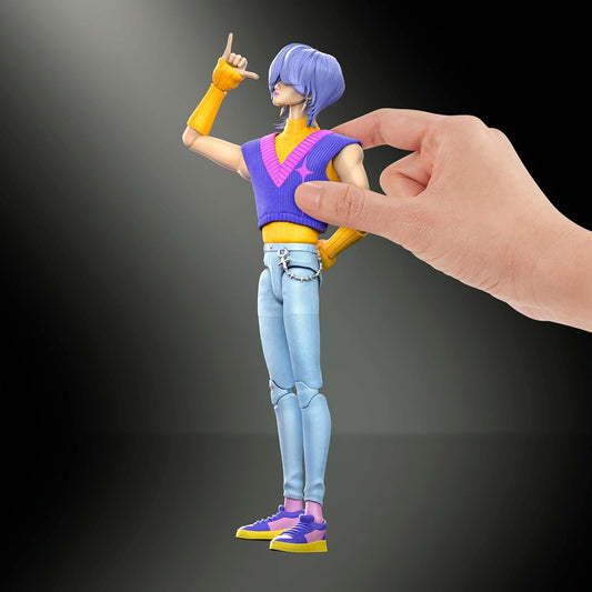 Mattel K-Pop Demon Hunters Mystery 6-inch action figure in dynamic hand-assisted stage pose.