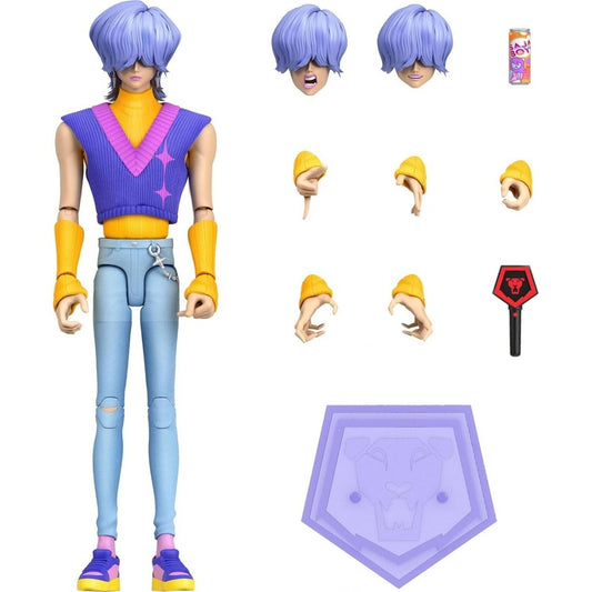 Mattel K-Pop Demon Hunters SAJA BOYS Mystery 6.7-inch action figure with light stick, soda can, and extra faces.