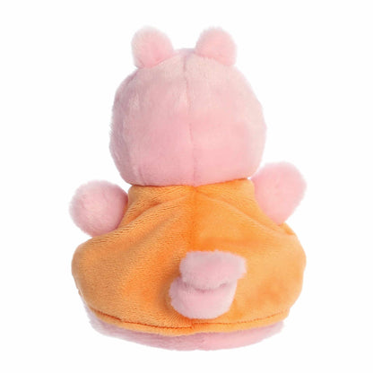 Plush toy with pink head and orange body on a white background