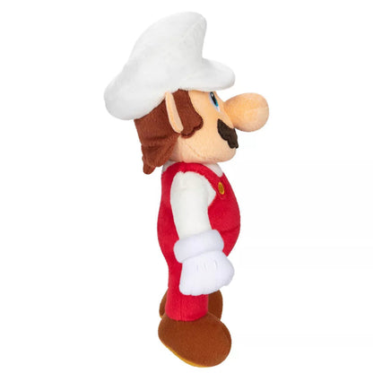 Left side profile view of Super Fire Mario 9-inch stuffed animal plush.