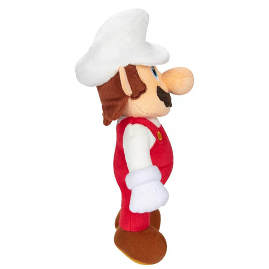 Left side profile view of Super Fire Mario 9-inch stuffed animal plush.
