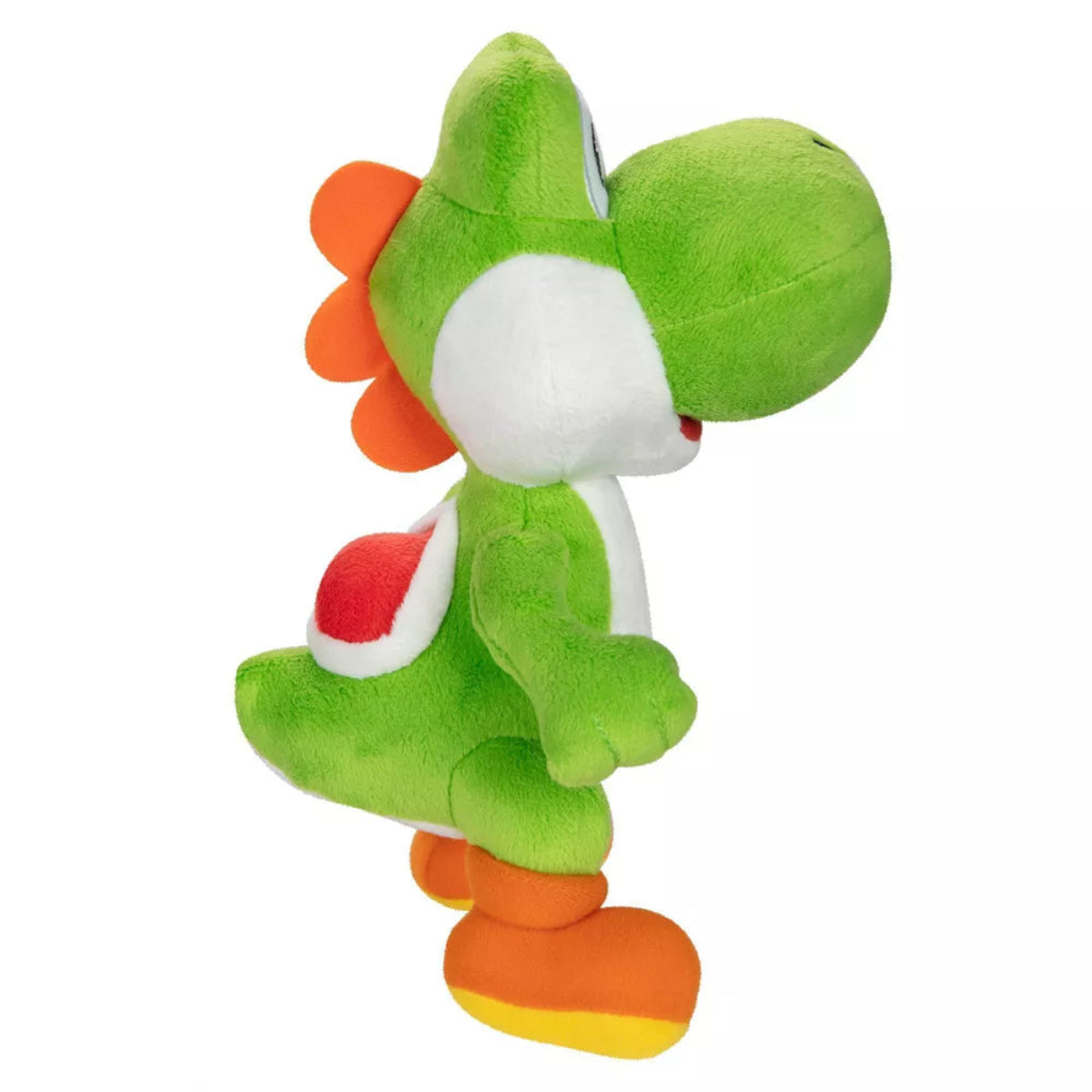 Side profile view of Super Mario Yoshi 9-inch stuffed animal plush.