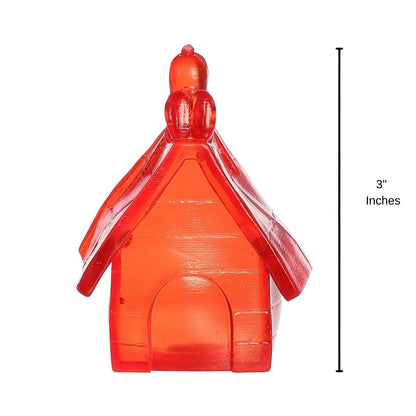 Scale thumbnail of 3-inch Snoopy's Doghouse sugar squeezy toy next to height measurement graphic indicator.