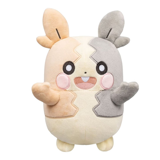 Pokemon 30th Anniversary 8-inch pastel Morpeko stuffed animal plush in Full Belly Mode front view.