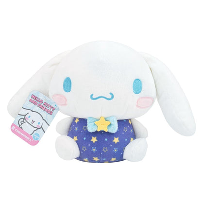Dreamy Starlight Cinnamoroll 8-inch plush showing attached official Sanrio Hello Kitty and Friends product tag.