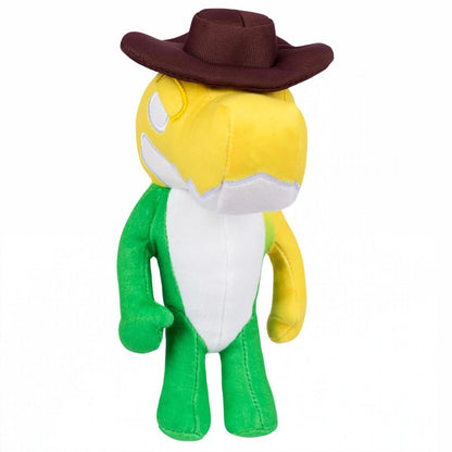 Front three-quarter view of The Amazing Digital Circus Deluxe Gummigoo 8-inch plush figure wearing brown cowboy hat.
