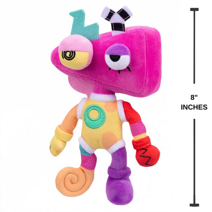The Amazing Digital Circus Deluxe Zooble plush figure with 8-inch vertical height scale measurement graphic.