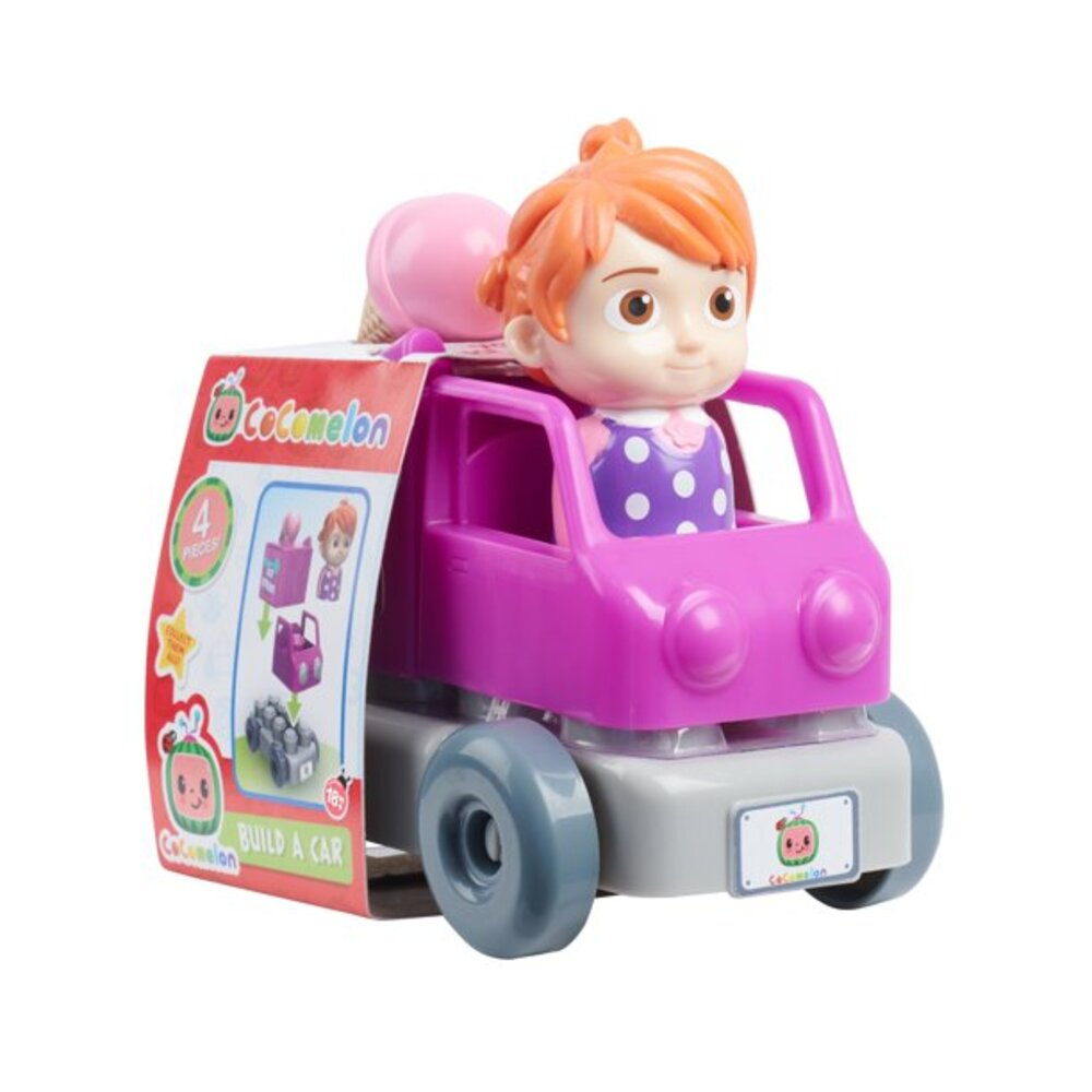 Cocomelon Build-A-Vehicle, YoYo in Pink Ice Cream Truck 4 Piece Building Set