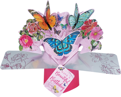 Second Nature Mailable Happy Birthday Butterflies Pop Up Greeting Card - POP131