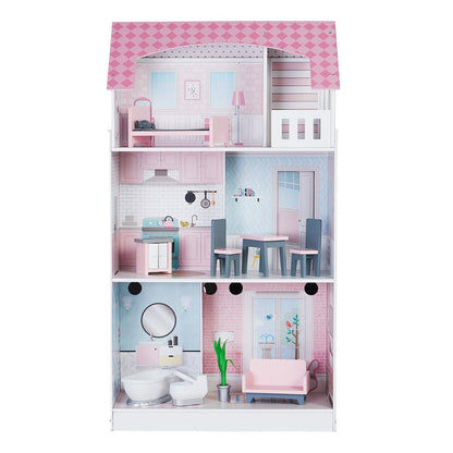 Teamson Kids - Wonderland Ariel 2 in 1 Doll House & Play Kitchen - Pink / Grey