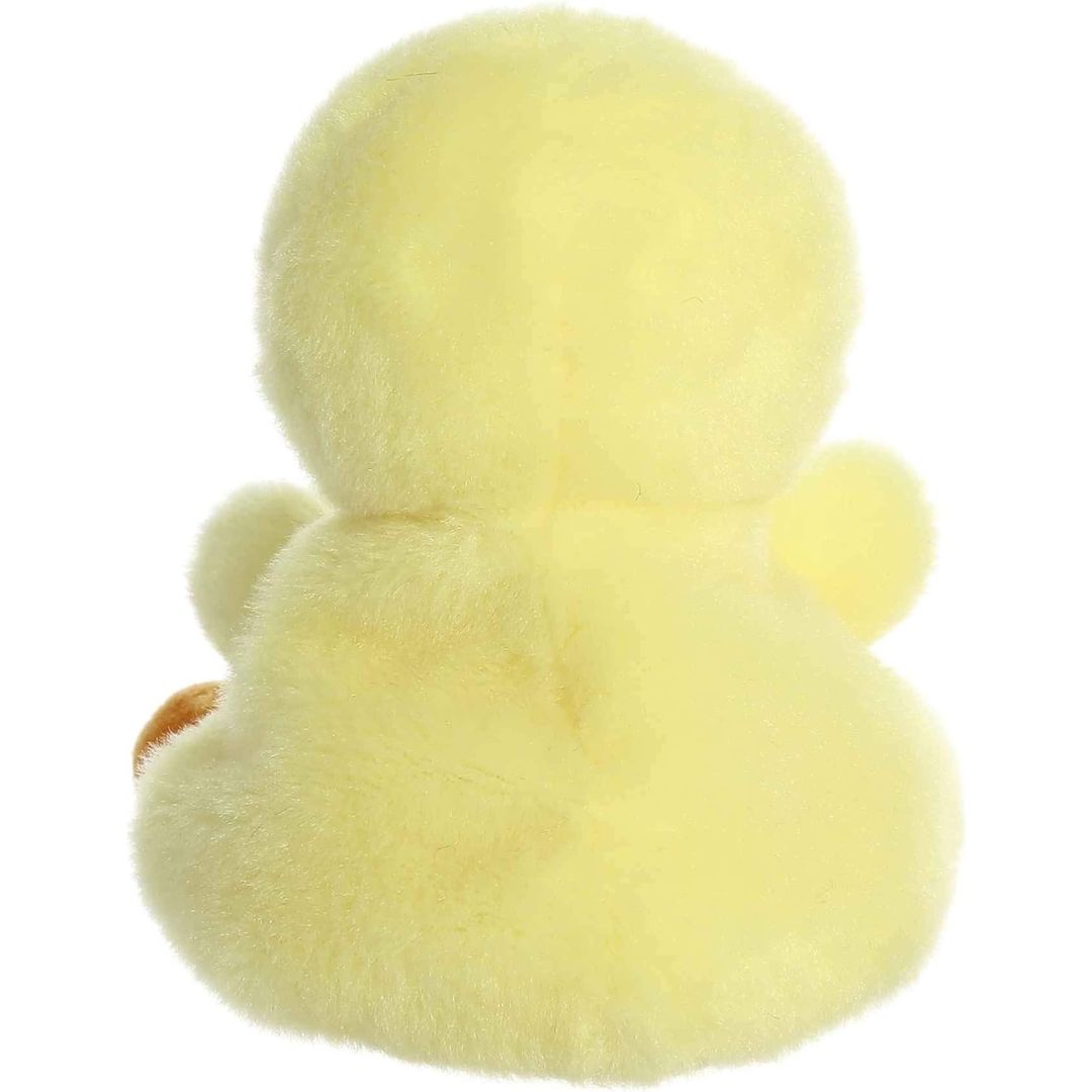 Direct back view of the cuddly yellow Palm Pals chick stuffed animal.