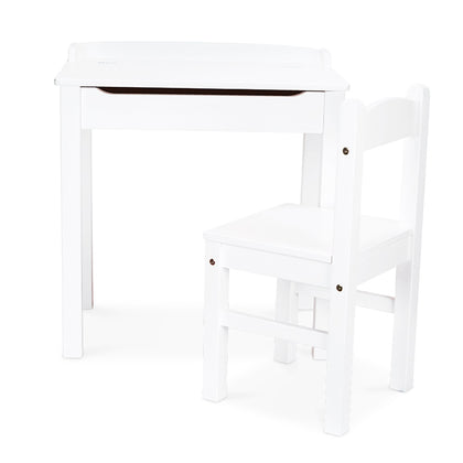 Wooden Child Lift-Top Desk & Chair, White